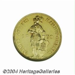 Hamburg. Gold ducat 1870B, Knight