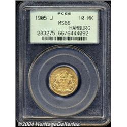 Hamburg. Gold 10 mark 1905J, Fr-3781, KM-292,