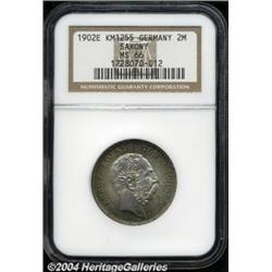 Saxony. Albert 2 Mark 1902E, KM1255, MS66 NGC,