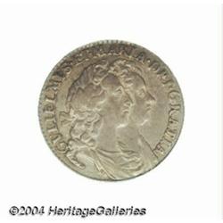 William & Mary Sixpence 1693, S-3438. AU55