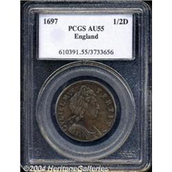 William III Halfpenny 1697, S-3554. No stop