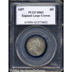 William III Sixpence 1697, S-3538. 3rd bust.