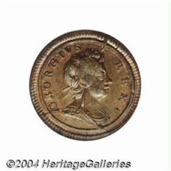 George I copper Farthing 1720, S-3662. MS63