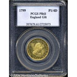 George III copper Farthing 1799 gilt, S-3779.