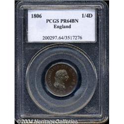George III bronzed copper Proof Farthing 1806,