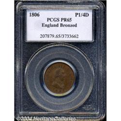 George III bronzed copper Proof farthing 1806,