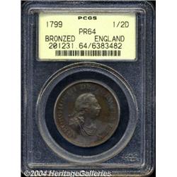 George III bronze copper Proof Halfpenny 1799,