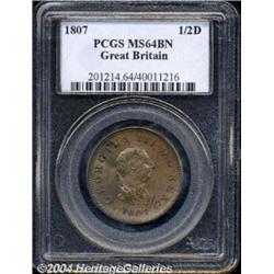 George III Halfpenny 1807, S-3781. MS64 BN