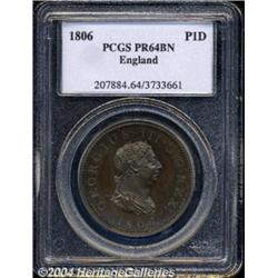 George III Proof Penny 1806, S-3780. PR64 BN