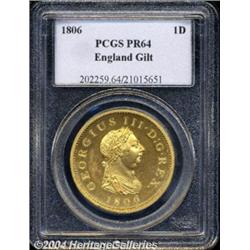 George III gilt Proof Penny 1806, S-3780. PR64