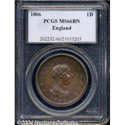 George III Penny 1806, S-3780. MS66 BN PCGS.