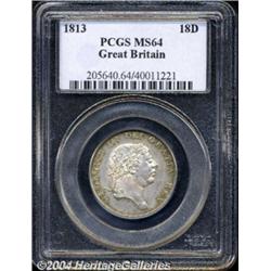 George III 18 Pence 1813, S-3772. Laureate