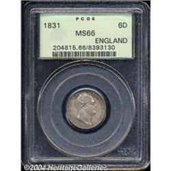 William IV silver Sixpence 1831, S-3836. MS66