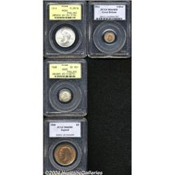 George V type coins, as follows, all graded by