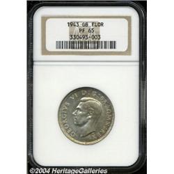 George VI silver Proof Florin 1943, S-4081.