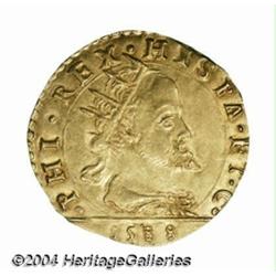 Milan. Filippo II gold 1 Doppia 1588, Radiate