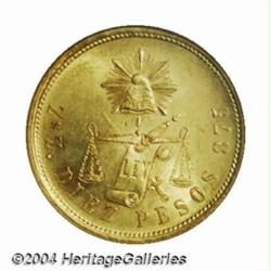 Republic. Gold 10 Pesos 1891-Zs-Z, KM413.9,