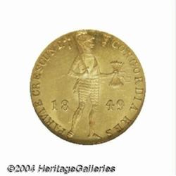 Gold Trade ducat 1849, Knight standing/Tablet,