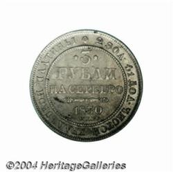 Nicholas I platinum 3 Roubles 1830, C-177, VF,