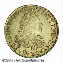 Philip V gold 8 escudos 1730 Seville, Bust