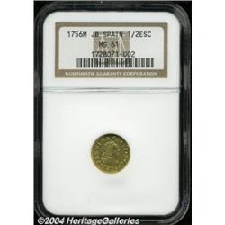 Ferdinand VI Gold 1/2 escudo 1756 M-J, Fr-274,
