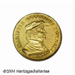 Zurich. Zwingli Medallic gold ducat 1819, Bust