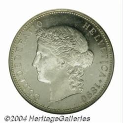 Confederation. 5 Francs 1890B, KM34, MS63 NGC,