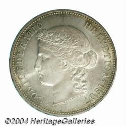 Confederation 5 francs 1907B, Bust