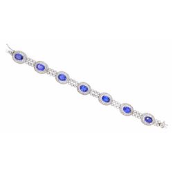 14KT White Gold 10.28ctw Tanzanite and Diamond Bracelet