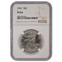 1941 Walking Liberty Half Dollar Coin NGC PF64