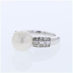 18KT White Gold 6.96ct Pearl and Diamond Ring