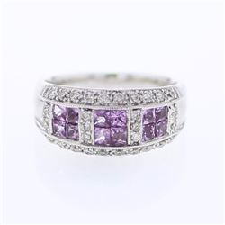 18KT White Gold 1.04ctw Pink Sapphire and Diamond Ring