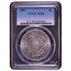 1901 $1 Morgan Silver Dollar Coin PCGS AU58