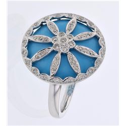 18KT White Gold 11.95ct Turquoise and Diamond Ring