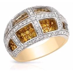 14KT Two Tone Gold 1.31ctw Yellow Sapphire and Diamond Ring