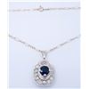 Image 1 : Platinum Blue Sapphire and Diamond Pendant with Chain