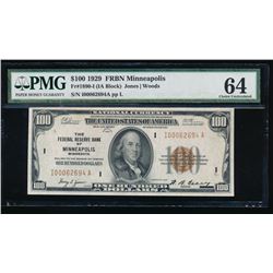 1929 $100 Minneapolis Federal Reserve Bank Note PMG 64