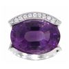 Image 1 : 14KT White Gold 13.01ctw Amethyst and Diamond Ring