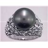 Image 1 : 14KT White Gold 16.06ct Tahitian Pearl and Diamond Ring