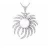 Image 1 : 14KT White Gold 10.10ct Pearl and Diamond Pendant with Chain