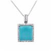 Image 1 : 14KT White Gold 10.72ct Turquoise and Diamond Pendant with Chain