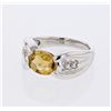Image 1 : 14KT White Gold 1.68ct Citrine and Diamond Ring