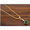 Image 1 : 14KT Yellow Gold Emerald and Diamond Pendant with Chain