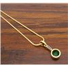 Image 2 : 14KT Yellow Gold Emerald and Diamond Pendant with Chain