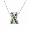 Image 1 : 14KT White Gold 0.56ctw Green Garnet and Diamond Pendant with Chain