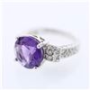 Image 1 : 18KT White Gold 4.22ct Amethyst and Diamond Ring