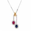 Image 1 : 18KT Two Tone Gold 1.73ctw Multi Color Sapphire and Diamond Pendant with Chain