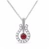 Image 1 : 14KT White Gold 0.33ctw Ruby and Diamond Pendant with Chain