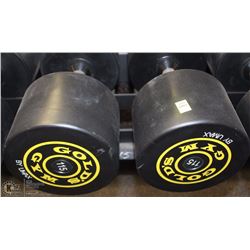 PAIR OF GOLDS GYM BRANDED  DUMBBELLS - 115 LBS EA