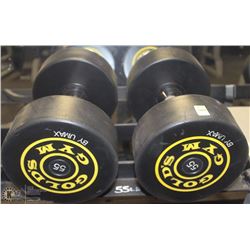 PAIR OF GOLDS GYM BRANDED  DUMBBELLS - 55 LBS EA